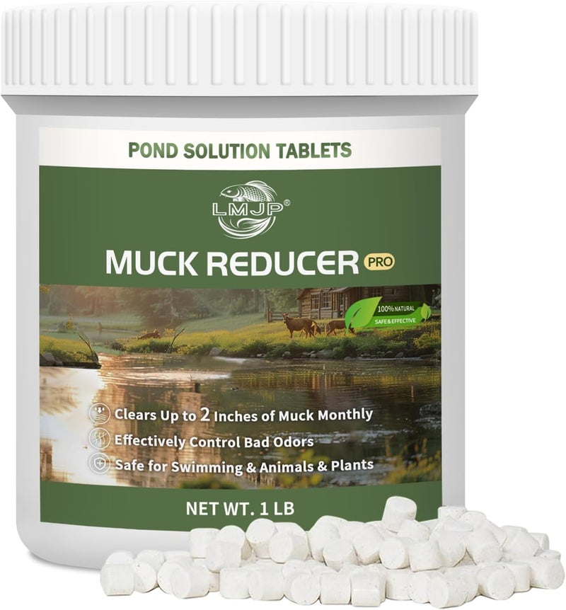 LMJP Muck Reducer - 1LB Natural Sludge Solution Tablets for Ponds & Lakes, Away Muck & Odor Control, Safe for Aquatic Life, Wildlife & Recreation, Treats Up to 6,000 Sq Ft - Image 1